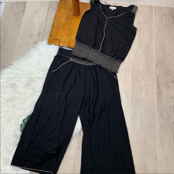 MJJP Pants - MJJP Black 2 Piece Pants Tank Top Lounge B1616 MJJP Pants - MJJP Black 2 Piece Pants Tank Top Lounge B1616